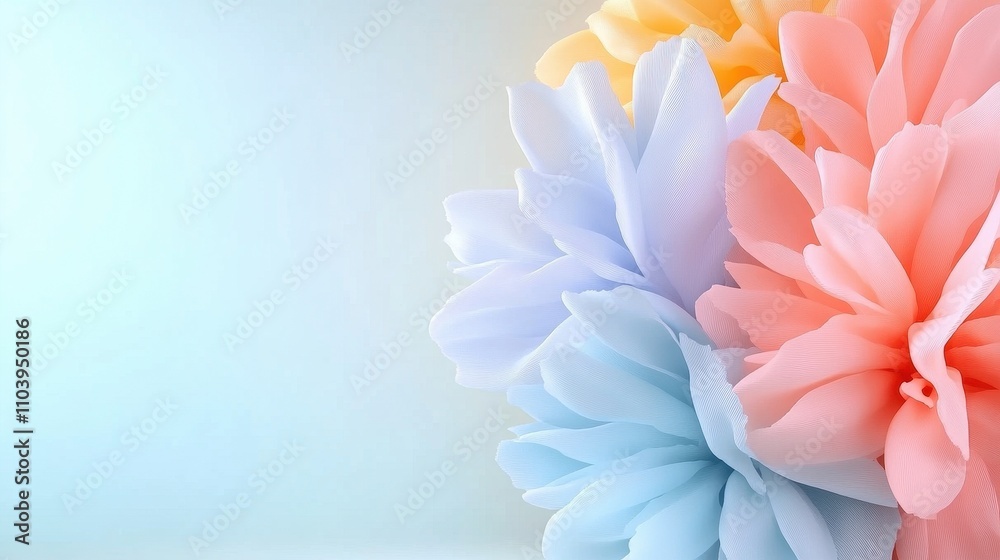 Fototapeta premium Bright Pastel Flowers on Soft Background for Spring and Summer Decor