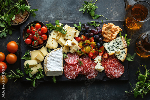 Premium cheese platter featuring comte, chevre, and aged mimolette.