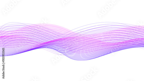 Abstract wavy lines and neon glow on a graient background, soundwave on a dark reflective surface, Modern multicolor wave of light is displayed on black background