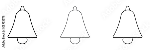 Outline Cowbell icon set. unique icon of cow bell in modern design style. farm cow metal ring bell vector symbol for UI designs. Vector illustration. Eps file 7.