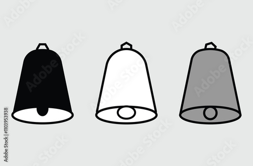 Cowbell icon set. unique icon of cow bell in modern design style. farm cow metal ring bell vector symbol for UI designs. Vector illustration. Eps file 9.