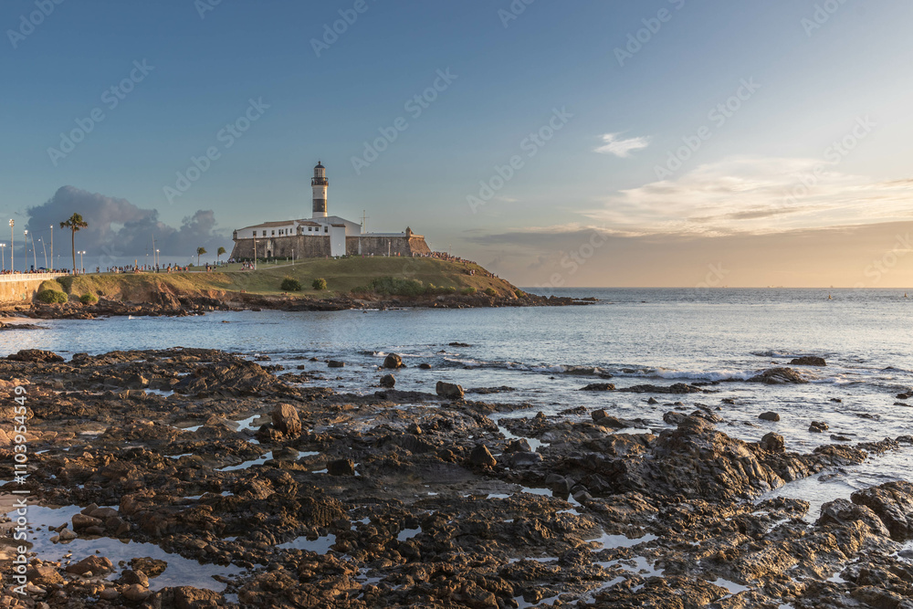 Sunset at Barra Lighthouse in Salvador Bahia Brazil - Nautical Museum of Bahia.