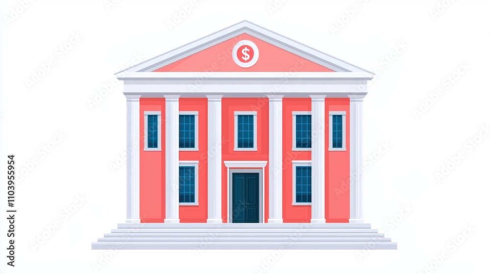 Classic Bank Building with Columns and Dollar Sign Icon Classic Bank Building with Columns and Dollar Sign Icon