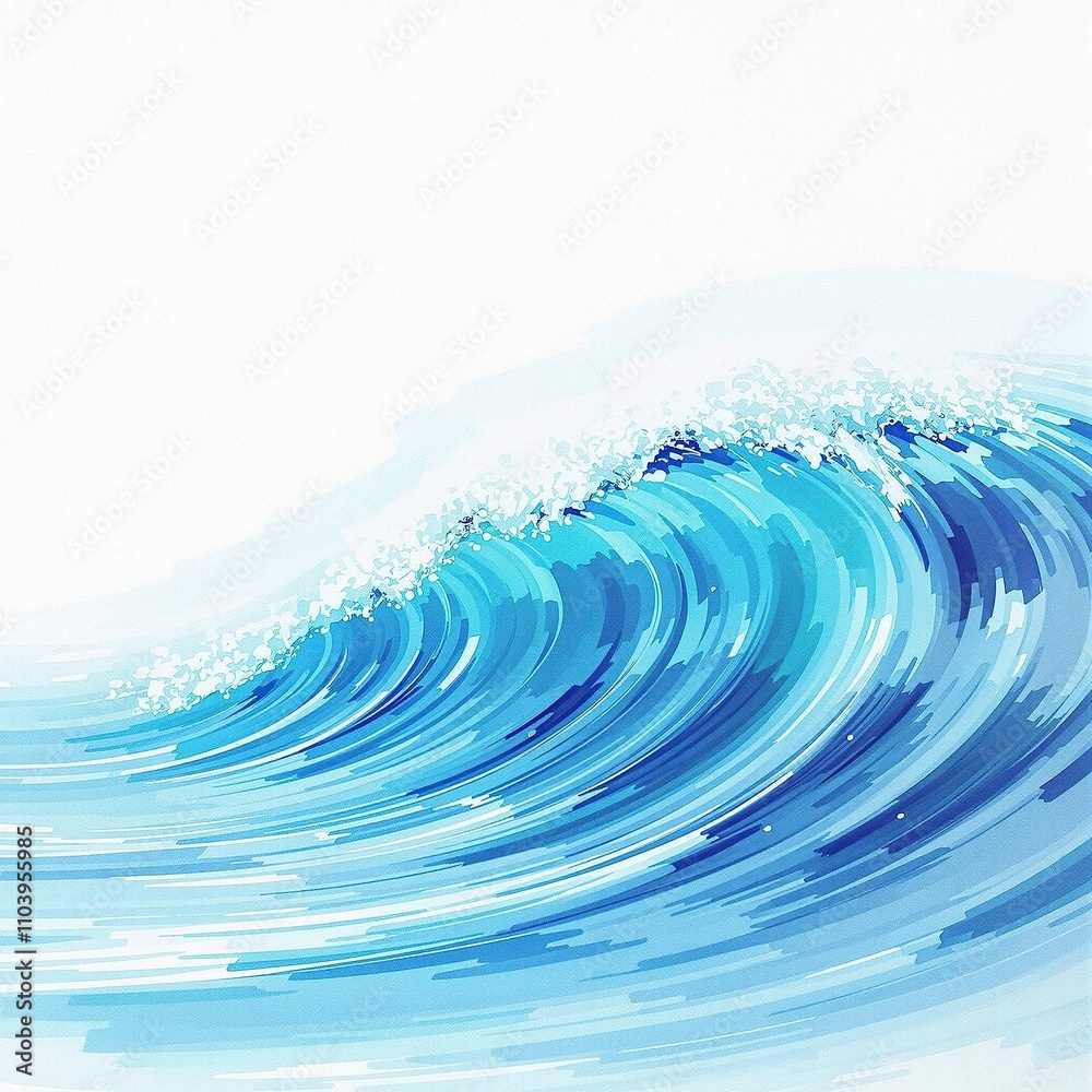 Abstract watercolor art with blue wave on white canvas, abstract, wave Abstract watercolor art with blue wave on white canvas, abstract, wave