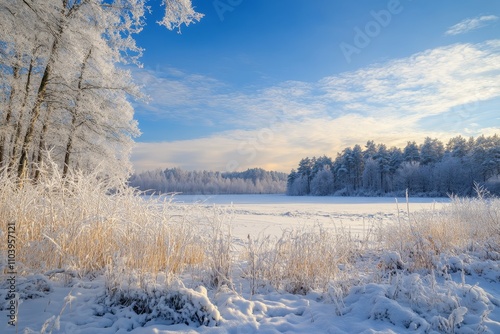 Breathtaking winter landscape photography showcasing a tranquil scene blanketed in fresh snow