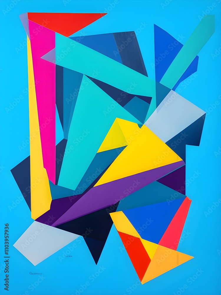 Colorful abstract geometric shapes on a blue background Colorful abstract geometric shapes on a blue background