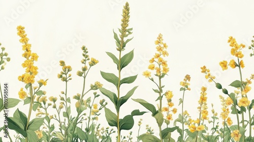 Delicate Yellow Wildflowers Botanical Illustration photo