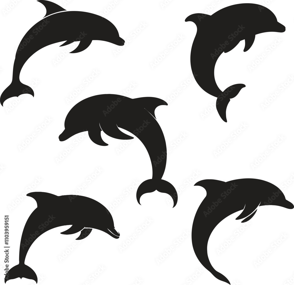 Naklejka premium Dolphin silhouette vector and dolphin illustration art