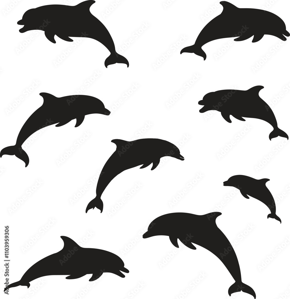 Obraz premium Dolphin silhouette vector and dolphin illustration art