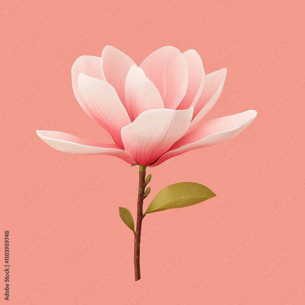 Fototapeta premium Beautiful Pink Magnolia Flower on Soft Pink Background