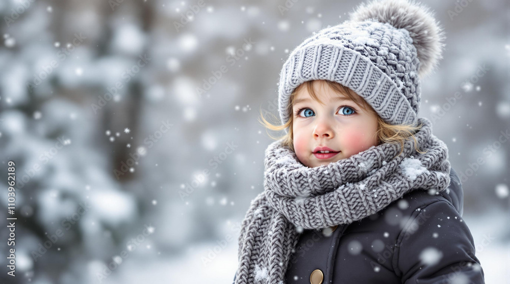 Red cheeks. Child bundled in a warm scarf and hat outdoors in winter with rosy cheeks from the cold Red cheeks. Child bundled in a warm scarf and hat outdoors in winter with rosy cheeks from the cold