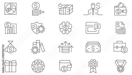 Employee Benefits line icon set. Reward, bonus, loyalty, star, winner, award, employee, bonuses, paid leave, maternity leave, pension, line icon set. UI thin line icon pack.