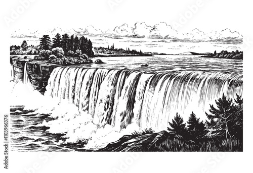 Niagara Falls sketch hand dawn drawing vector illustration
