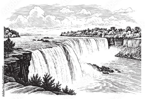 Niagara Falls sketch hand dawn drawing vector illustration