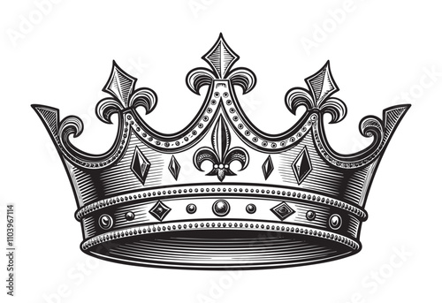luxury crown sketch hand dawn drawing vector illustration
