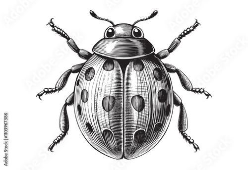 ladybug sketch hand dawn drawing vector illustration