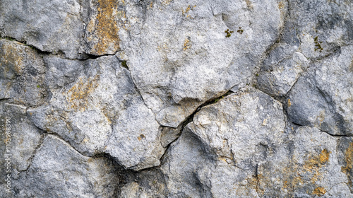 Natural gray rock surface with unique textures and patterns revealed in close-up detail photo