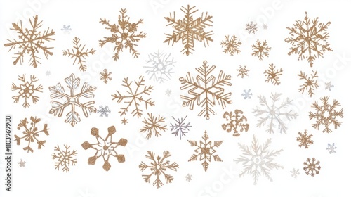 silver snowflakes christmas decoration isolated on white