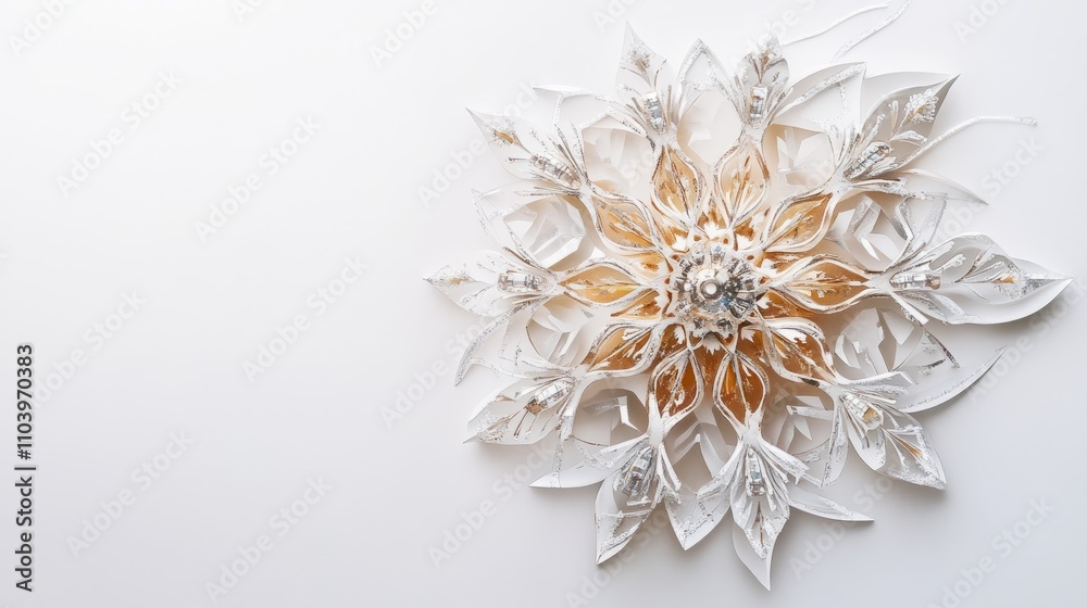 silver snowflakes christmas decoration isolated on white silver snowflakes christmas decoration isolated on white