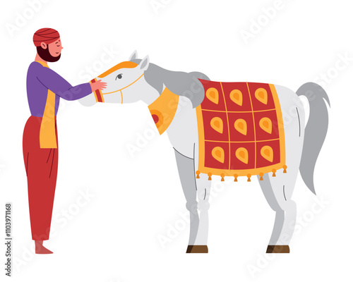 man and hindu horse