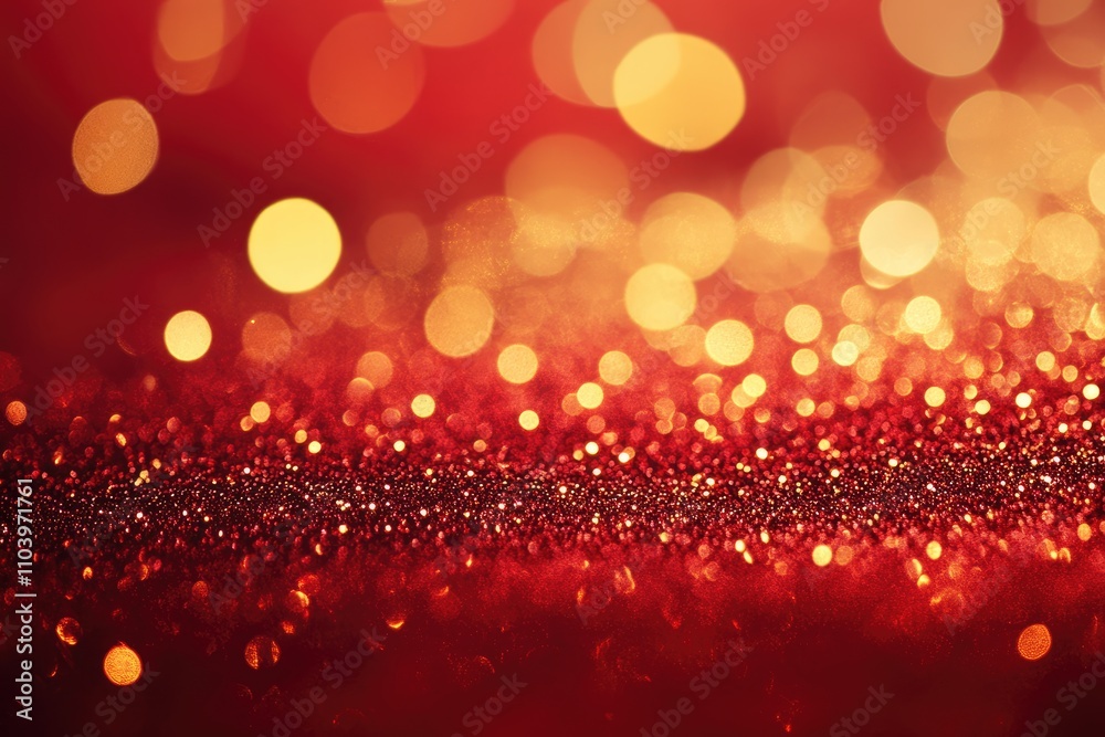 Red Glitter Background With Golden Bokeh Lights Red Glitter Background With Golden Bokeh Lights