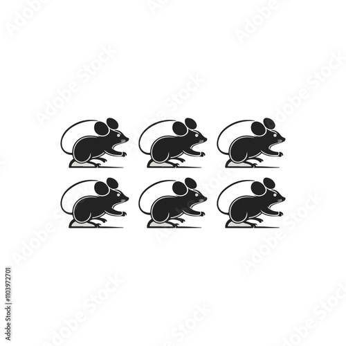 set of mouse silhouette vector illustration