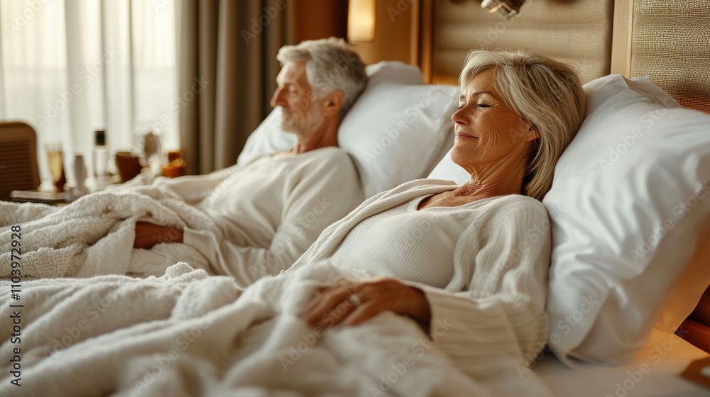 Senior Couple Relaxing in Luxurious Spa Environment for Wellness Retreat. Generative ai Senior Couple Relaxing in Luxurious Spa Environment for Wellness Retreat. Generative ai