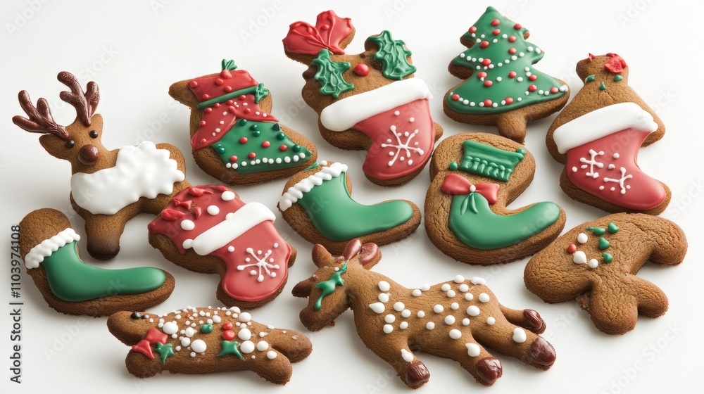 set of christmas cookies isolated on white set of christmas cookies isolated on white