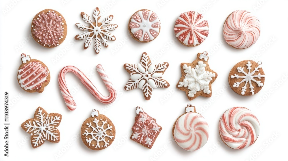 set of christmas cookies isolated on white set of christmas cookies isolated on white