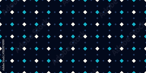 Elegant pattern diamonds motif classic blue background seamless vector graphic. Abstract square tiles minimal geometric design fabric, textile, wallpaper. Easy to recolor all over print block.	