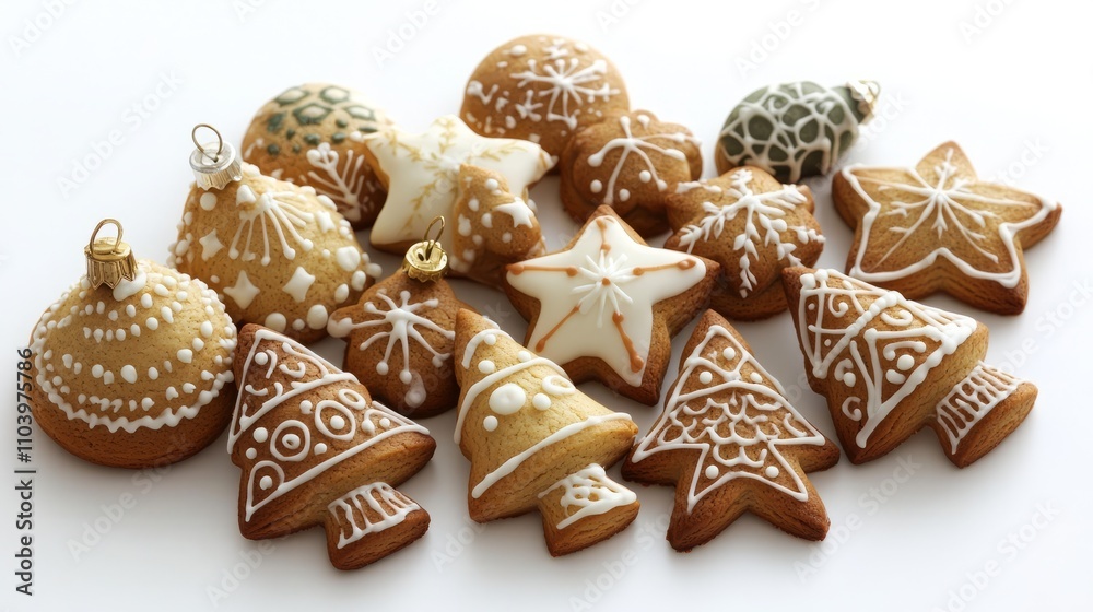set of christmas cookies isolated on white set of christmas cookies isolated on white