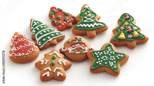 set of christmas cookies isolated on white