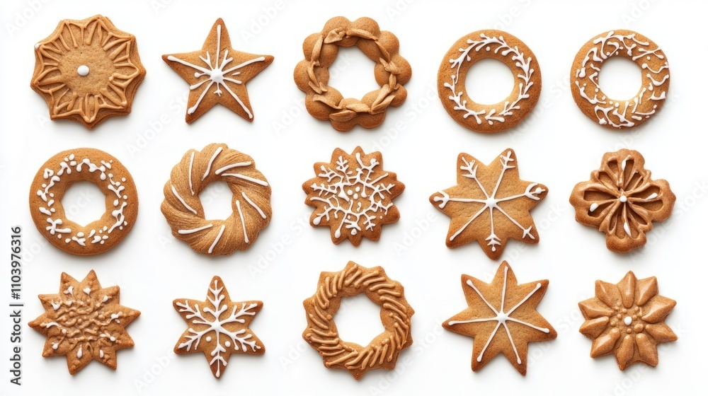 set of christmas cookies isolated on white set of christmas cookies isolated on white