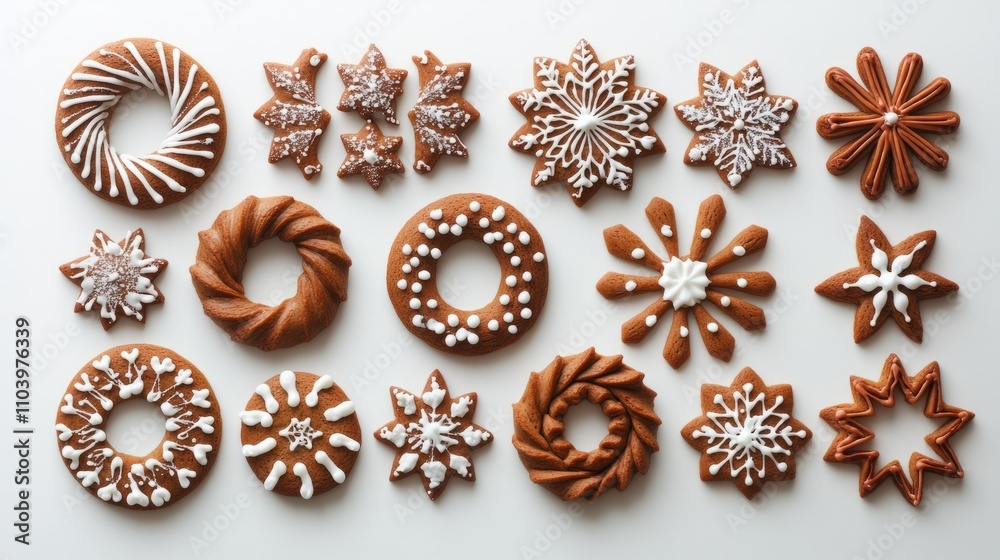 set of christmas cookies isolated on white set of christmas cookies isolated on white
