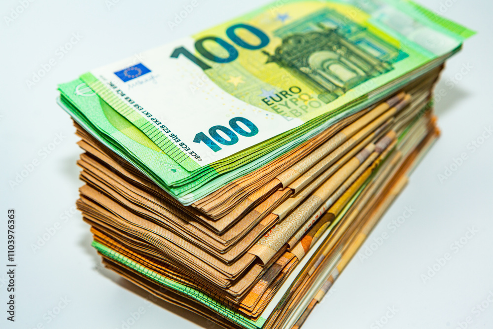 Euro banknote cash money. Lot of banknotes of European union currency close up. Financial investment, savings, income earnings concept. Euro banknote cash money. Lot of banknotes of European union currency close up. Financial investment, savings, income earnings concept.