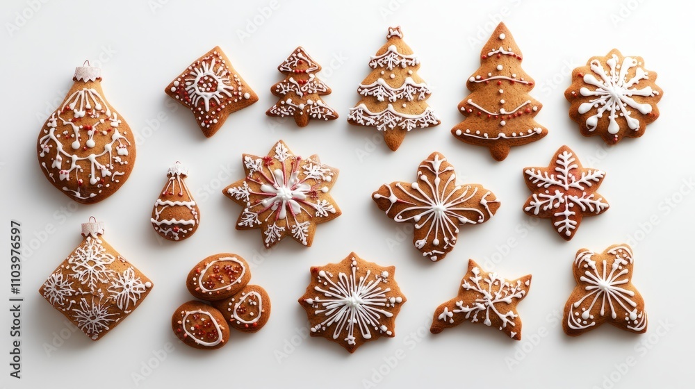set of christmas cookies isolated on white set of christmas cookies isolated on white