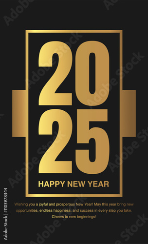 Elegant Gold 2025 Happy New Year Design