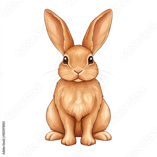 Obraz na płótnie A cute, cartoon-style illustration of a brown rabbit sitting upright with large ears and expressive eyes, exuding a charming and friendly demeanor. w salonie