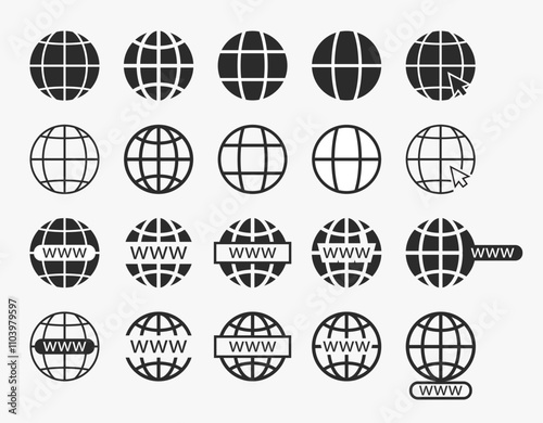 Website icon set. www earth globe icons. world Web icons vector file 