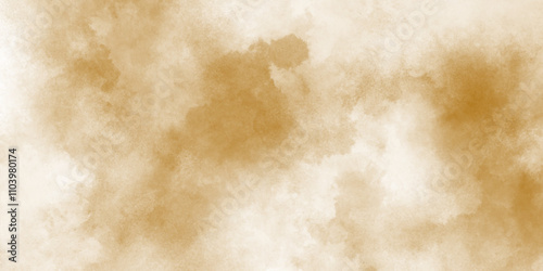 abstract brown particles splatter on white background, abstract light brown splashed watercolor background, throwing brown powder out of hand against white background.