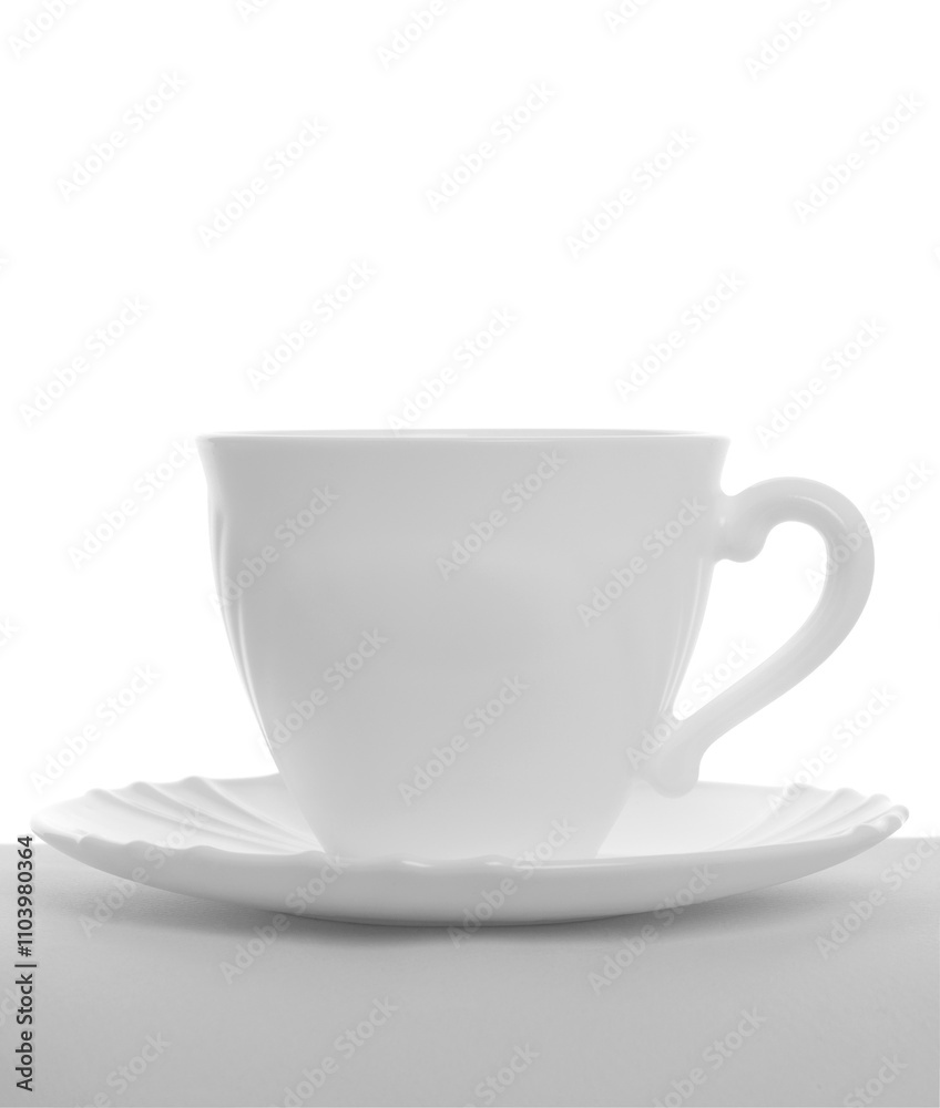Empty tea cup with saucer isolated on white background Empty tea cup with saucer isolated on white background