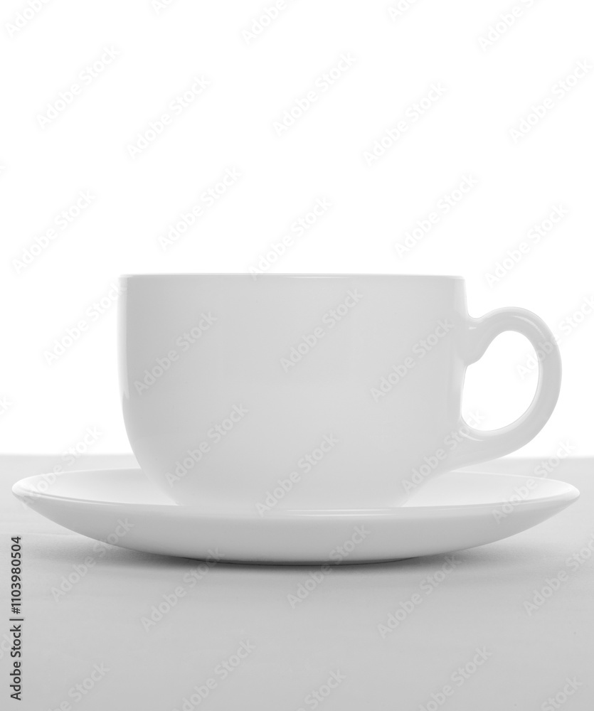 Empty tea cup with saucer isolated on white background Empty tea cup with saucer isolated on white background