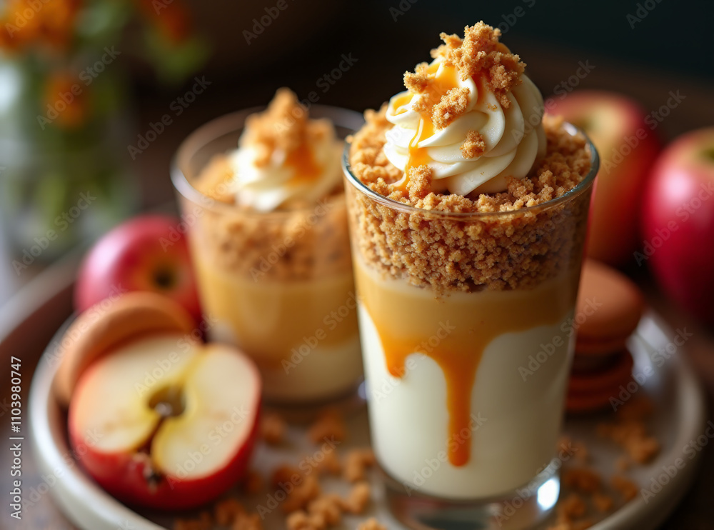 Toffee Apple Macaron Parfait, Fusion menu ideas, desserts foods fusion Toffee Apple Macaron Parfait, Fusion menu ideas, desserts foods fusion