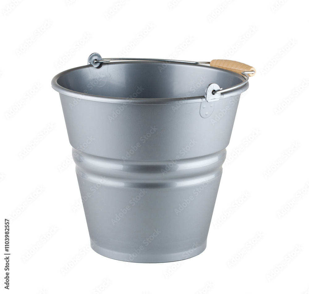 One empty bucket on white background One empty bucket on white background
