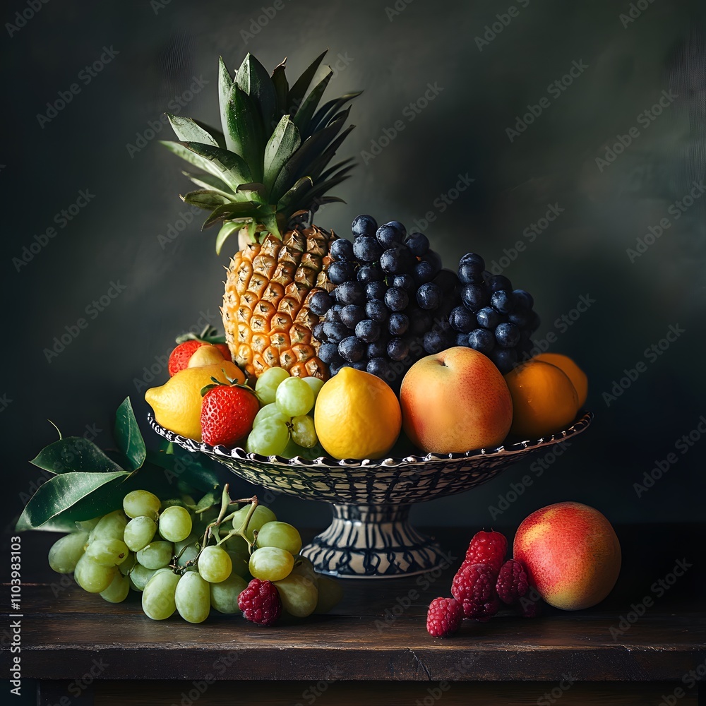 A photographer captures a still life arrangement of fresh fruits, using soft natural light and shallow depth of field to create a mouthwatering image A photographer captures a still life arrangement of fresh fruits, using soft natural light and shallow depth of field to create a mouthwatering image