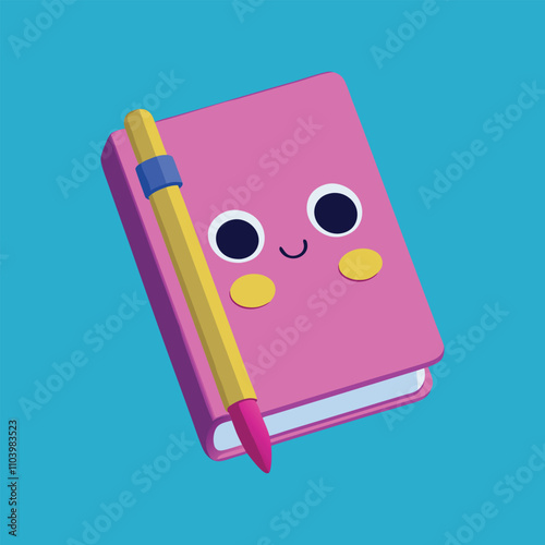 PrintBack to School Elements vector illustration in Notebook cartoon, clipart, and line art styles