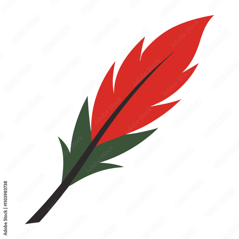 A feather sit on the tree branch vector illustration A feather sit on the tree branch vector illustration