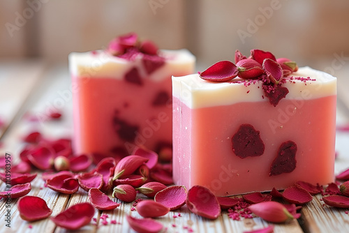 Natural handmade soaps infused with organic dried rose petals A sustainable choice for an eco friendly lifestyle Ideal for gifting on special occasions like Women s Day Valentine s Day or Mother s photo