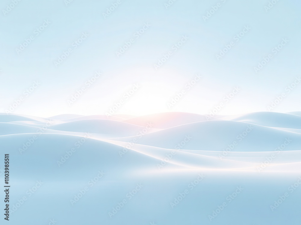 Minimalist white waves on a pale blue backdrop, serene, soft, design