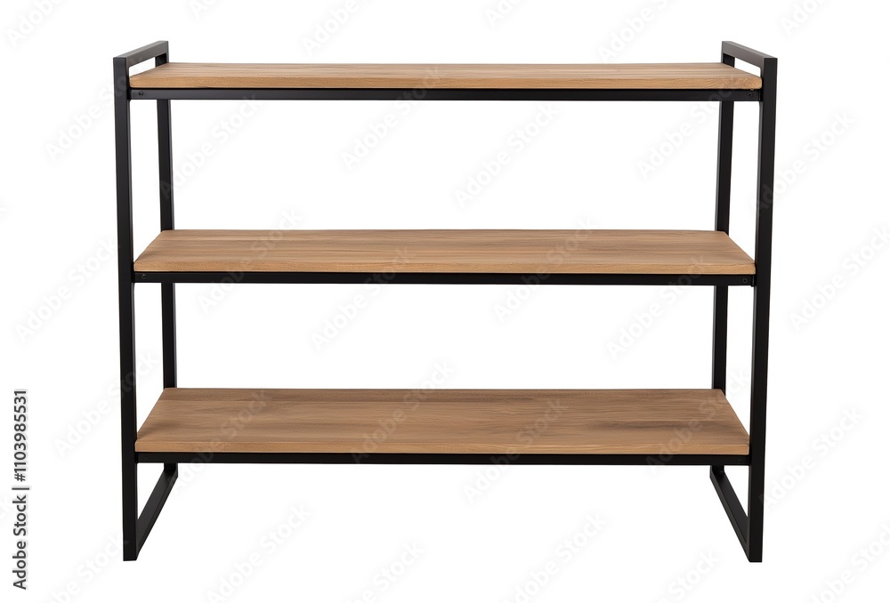 Three-tier industrial storage shelf image isolated transparent. Natural wood and black metal frame furniture cut out photo png. Open shelving unit cutout element object photography Three-tier industrial storage shelf image isolated transparent. Natural wood and black metal frame furniture cut out photo png. Open shelving unit cutout element object photography